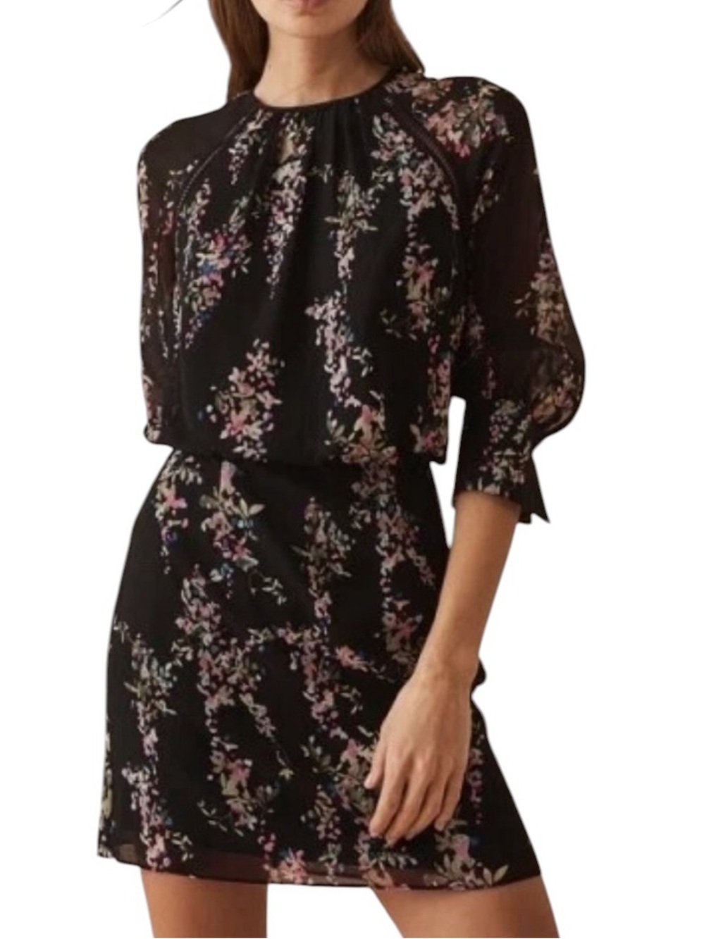 REISS Roma floral printed chiffon mini dress Size 8 excellent condition